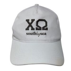 XΩ Chi Omega South by Sea Slideback Hat White OS Vented Holes 6 Panel BIG X